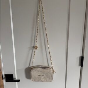 Chanel Beige Crossbody Bag with Gold Chain Strap